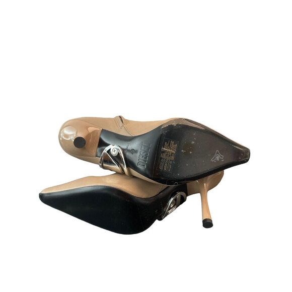 Diesel Eclipse Boot Logo Women's Sandy Beige EUR 40/US 9-9.5 Pointed Toe $595 - Picture 5 of 7